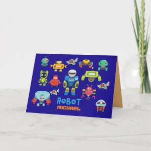 Cartão Robôs de Cartografia Azul Personalizados pelo ROB