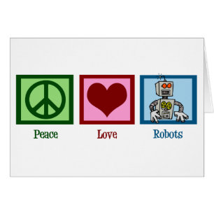 Cartão Robôs do amor da paz