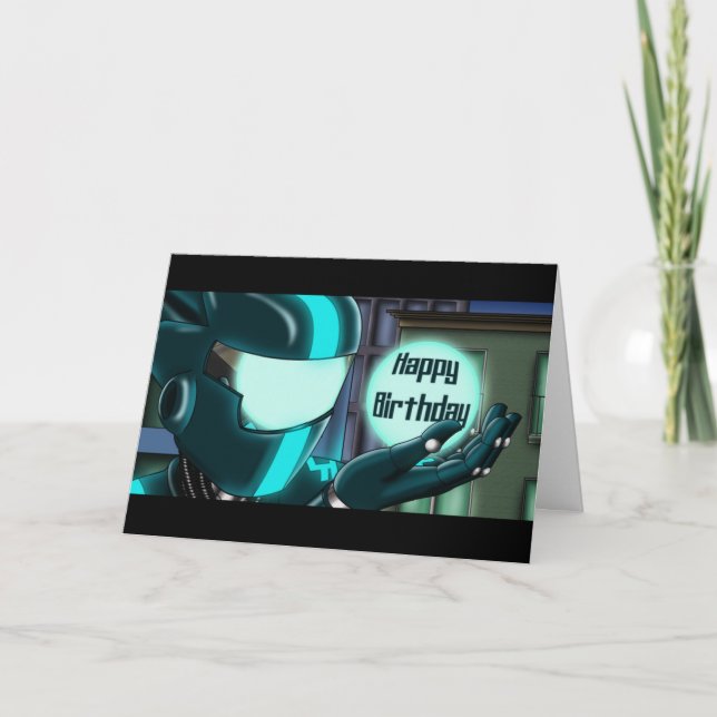 Cartão Robot Birthday (Frente)