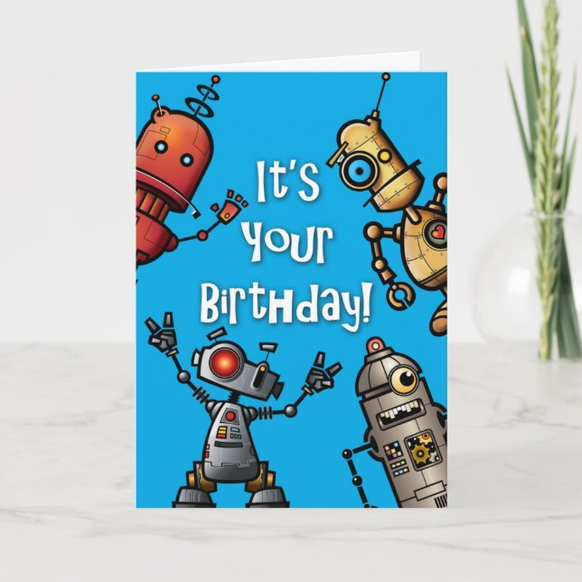 Cartão Robot Birthday Card (Frente)