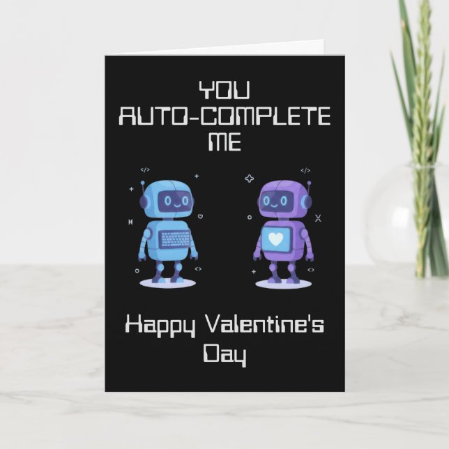 Cartão Robots Valentine's Day Card (Frente)