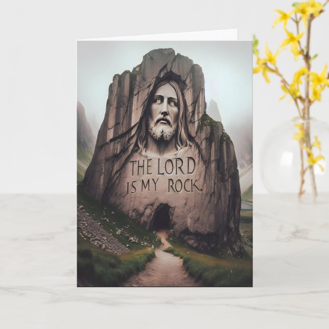 Cartão Rocha Divina: Jesus Gravado O Senhor É Minha Rocha (Flor Amarela)