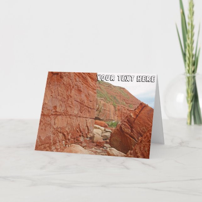 Cartão Rochas vermelhas da Costa Jurássica Personalizávei (Frente)