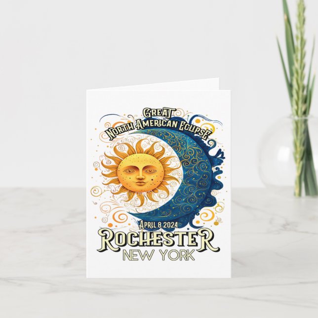 Cartão Rochester New York 2024 Total Solar Eclipse abril (Frente)