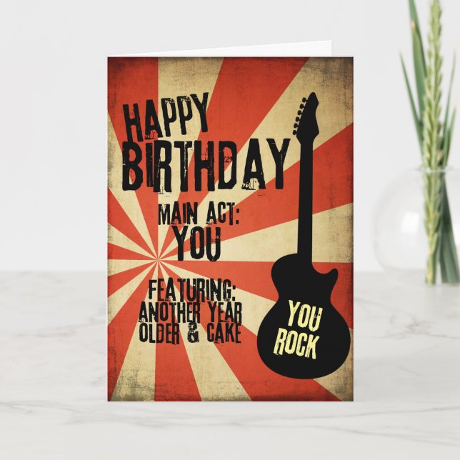 Cartão Rock And Roll Grunge Birthday Card (Frente)