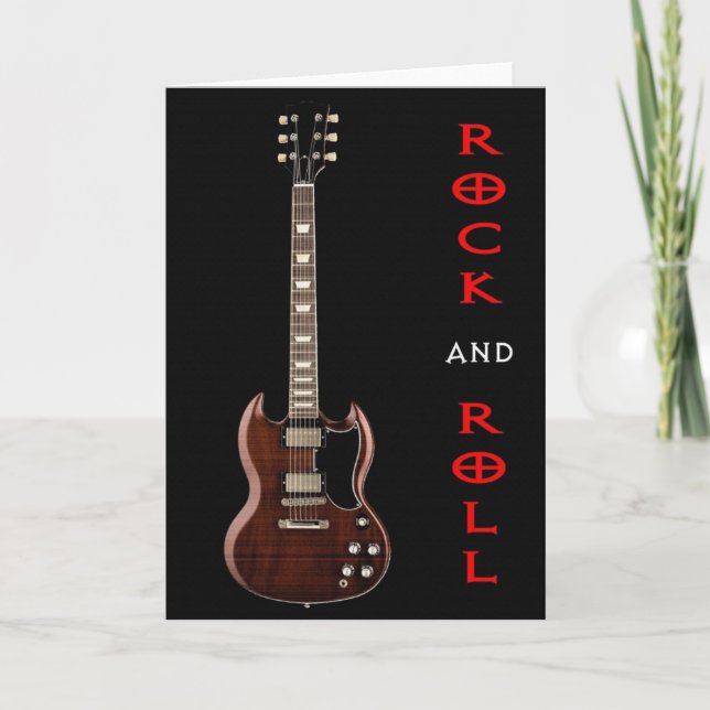 Cartão Rock and Roll Guitar Greeting Card (Frente)