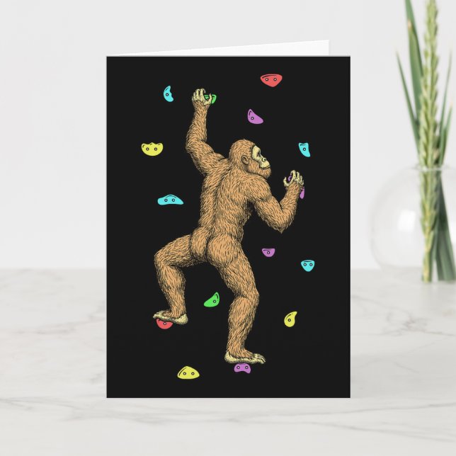 Cartão Rock Climber Indoor Wall Climbing Bigfoot Funny Cl (Frente)
