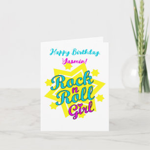 Cartão Rock n Roll Girl Happy Birthday