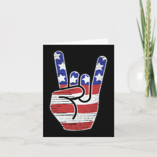 Cartão Rock N Roll Shirt Usa Flag Horns Sinal Retro Conce