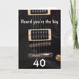 Cartão Rock on Dude Over the Hill Black Electric Guitar