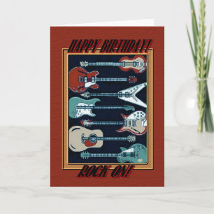 Cartão Rock On Guitar Pattern Greeting Card