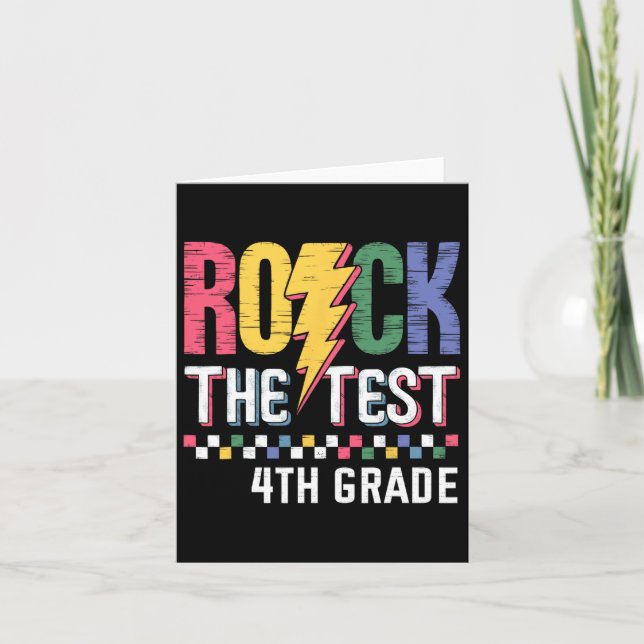 Cartão Rock The Test 4th Grade Day Teacher Study (Frente)