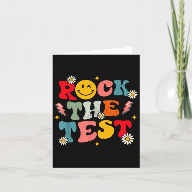 Cartão Rock The Test Testing Day Retro Motivational Teach (Frente)