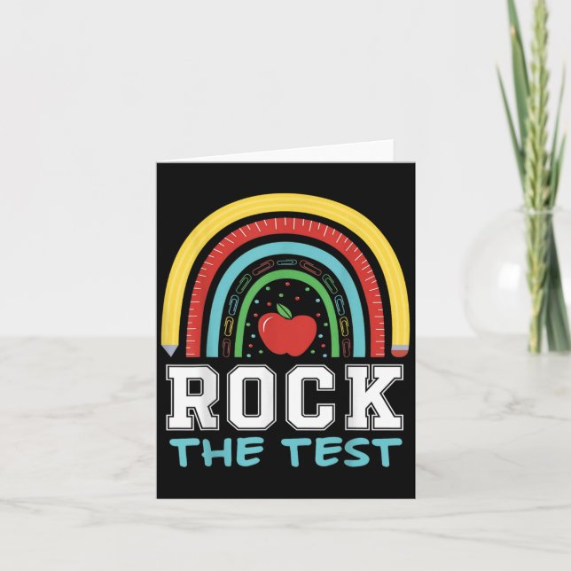 Cartão Rock The Test Testing Day Retro Motivational Teach (Frente)