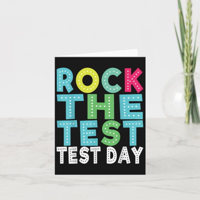 Cartão Rock The Test Testing Day Staar Motivational Teach (Frente)