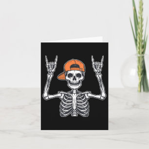 Cartão Rocker Skeleton Skater Boné Halloween Rock Men