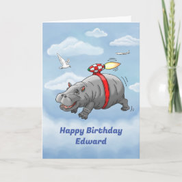 Cartão Rocket Hippo Birthday