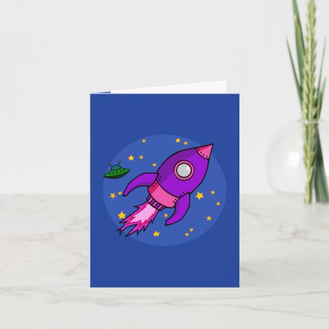 Cartão Rocket pink purple Note Card (Frente)