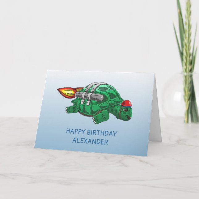 Cartão Rocket Turtle's Jetpack Ride (Frente)