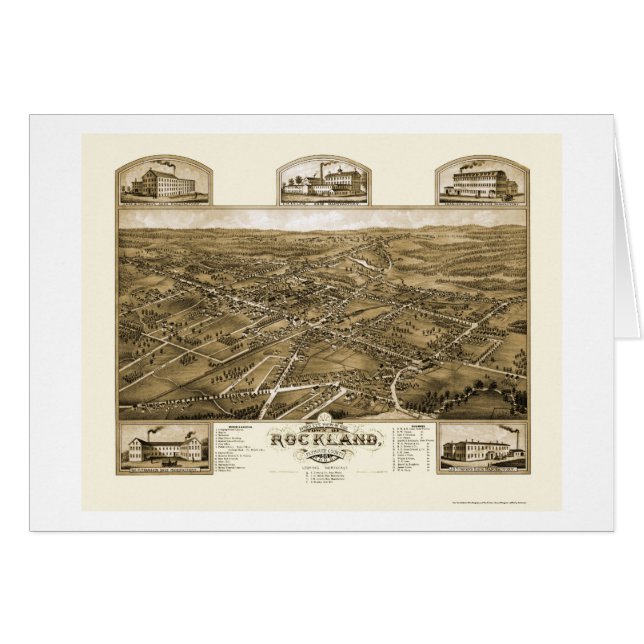 Cartão Rockland, mapa panorâmico das MÃES - 1881 (Frente Horizontal)