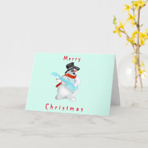 Cartão Rock'n'Roll Snowman - Feliz Natal -