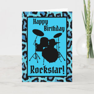 Cartão Rockstar Birthday Card Drummer Musical Drums Rock
