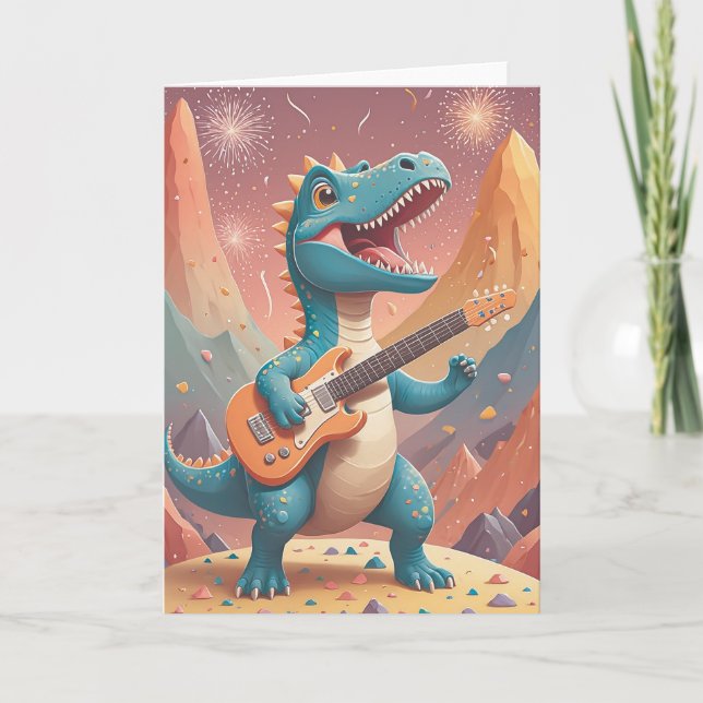 Cartão Rockstar Dino Birthday Bash (Frente)