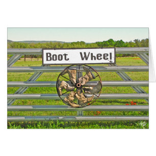 Cartão Roda da bota em Hwy 290 perto de Johnson City, TX