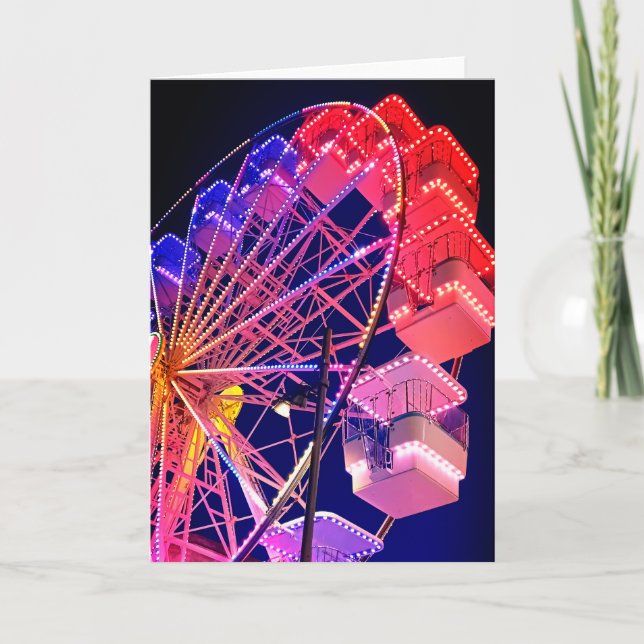 Cartão Roda-férris azul e vermelha (Frente)