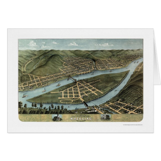 Cartão Rodando, mapa panorâmico de WV - 1870 (Frente Horizontal)