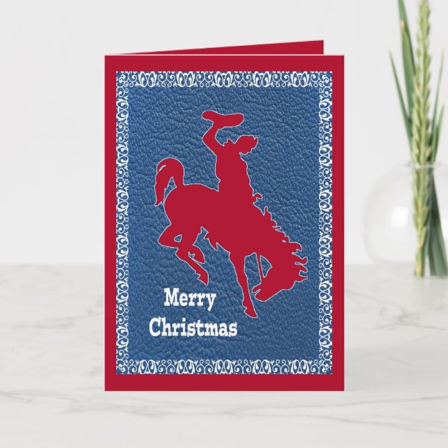 Cartão Rodeo Bronc Rider Faux Leather (Frente)