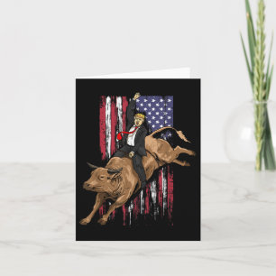Cartão Rodeo Bull Rider Trump American Flag