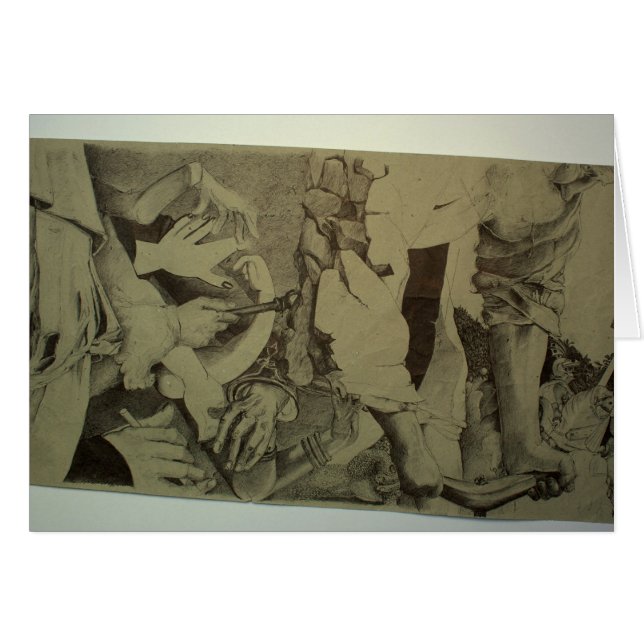 Cartão Rolagem Detalhada de Fragmentos d'Arts por P Baud  (Frente Horizontal)