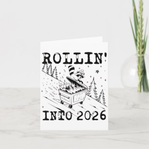 Cartão Rolando no Lixo do Guaxinim de 2026 Fogo Divertido