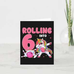 Cartão Rolando Para 6 6 de Aniversário Boliche Unicórn 6