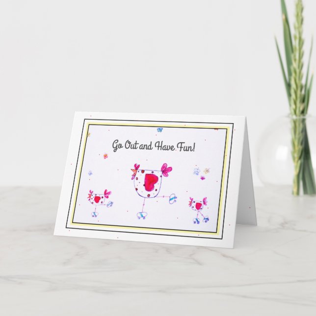 Cartão Roller Blade Chickens Birthday Card (Frente)