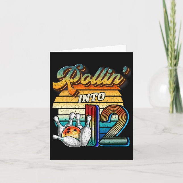 Cartão Rollin para 12 12 Boliche Birthda (Frente)