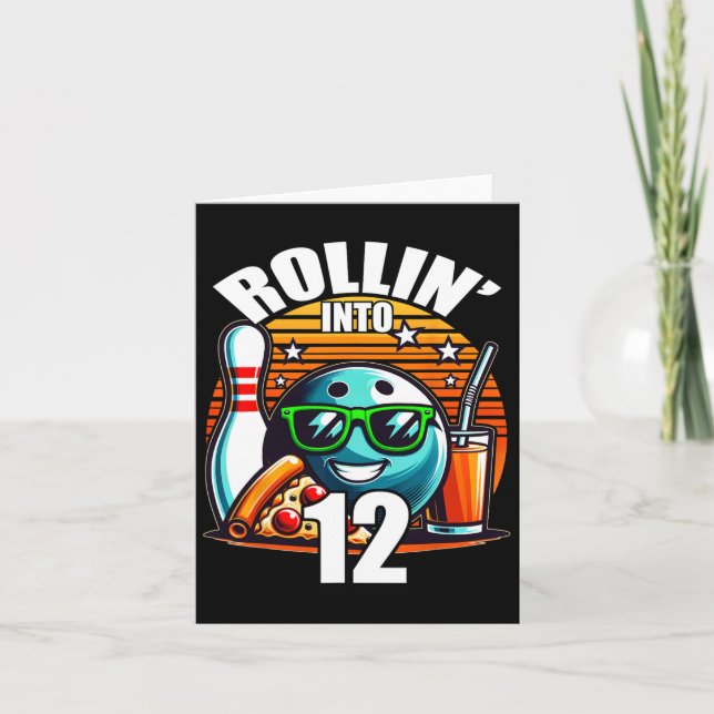Cartão Rollin para 12 12 Boliche Birthda (Frente)
