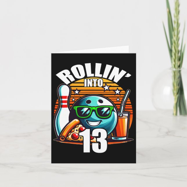 Cartão Rollin para 13 13 Boliche Birthda (Frente)