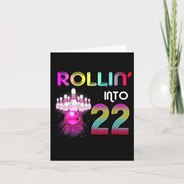 Cartão Rollin para 22 Boliches Festa de aniversário 22º B (Frente)