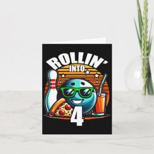 Cartão Rollin para 4 Boliches Festa de aniversário 4º ani