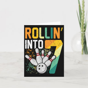 Cartão Rollin para 7 7 da Festa de aniversário da Boliche