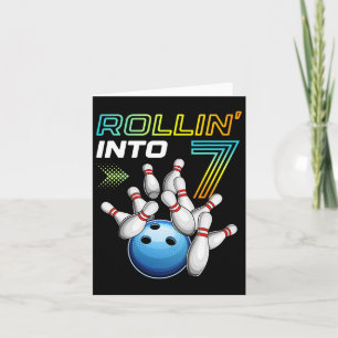 Cartão Rollin para 7 7 da Festa de aniversário da Boliche
