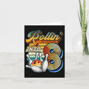 Cartão Rollin para 8 Boliches Festa de aniversário 8º ani