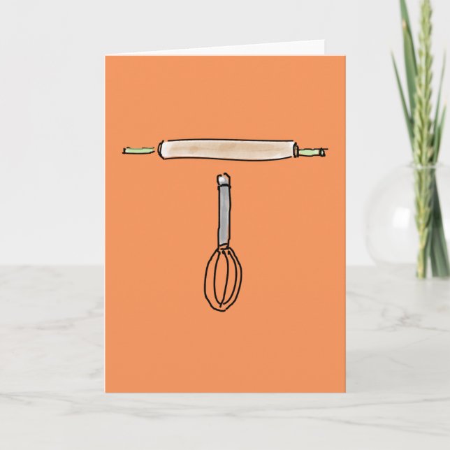 Cartão Rolling Pin and Whisk Greeting Card (Frente)