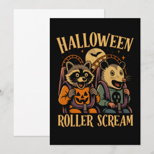 Cartão Rolo de Halloween Grita Guaxinim e Gambá
