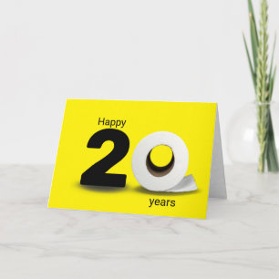 Cartão rolo de papel higiênico aniversário de 20 anos