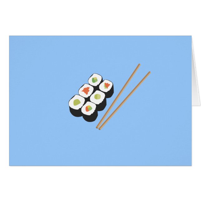 Cartão Rolos de sushi com chopsticks (Frente horizontal)