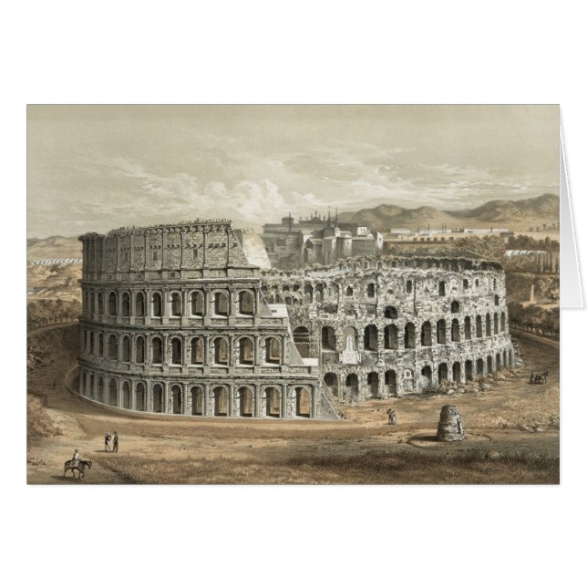 Cartão Roman Coliseum Vintage Art (Frente Horizontal)