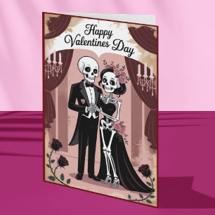 Cartão Romance do Dia dos Namorados do Casal de Esqueleto